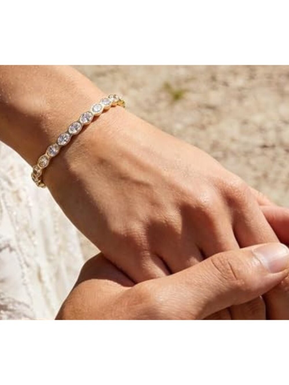 5.5 CTW Moissanite Bangle Bracelet 14K Gold Plated Brass GRA D VVS1 NWT - Picture 6 of 8
